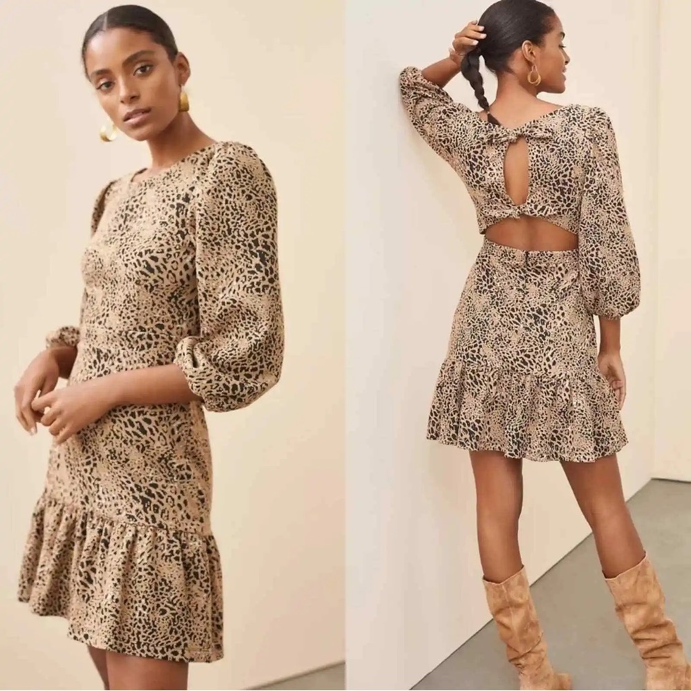 Anthropologie Maeve Knit Cut-Out Dress Leopard Size 14 NWT